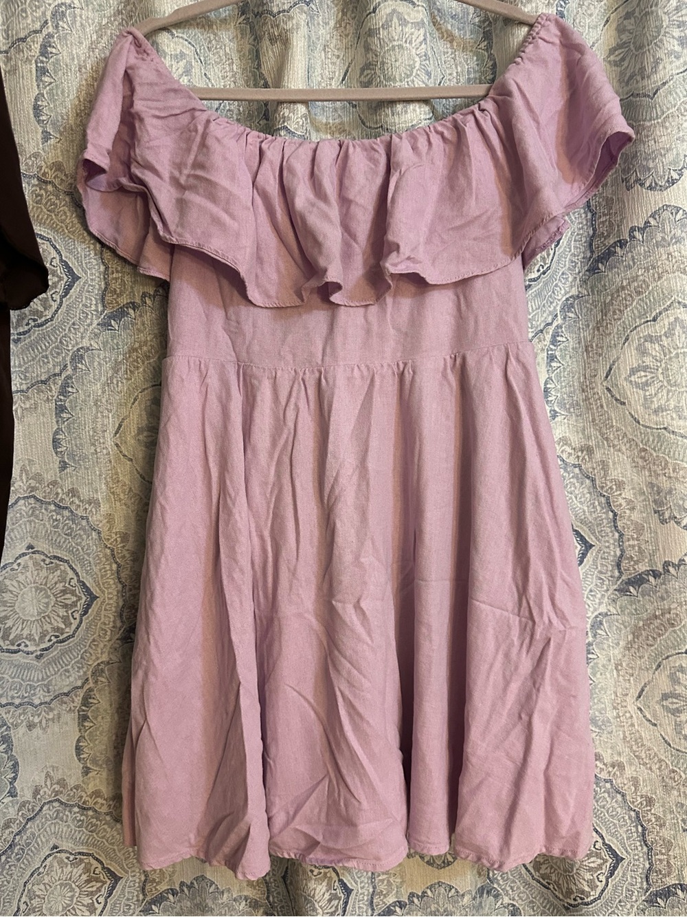miami Off-Shoulder Ruffle Mini Dress - Mauve Pink